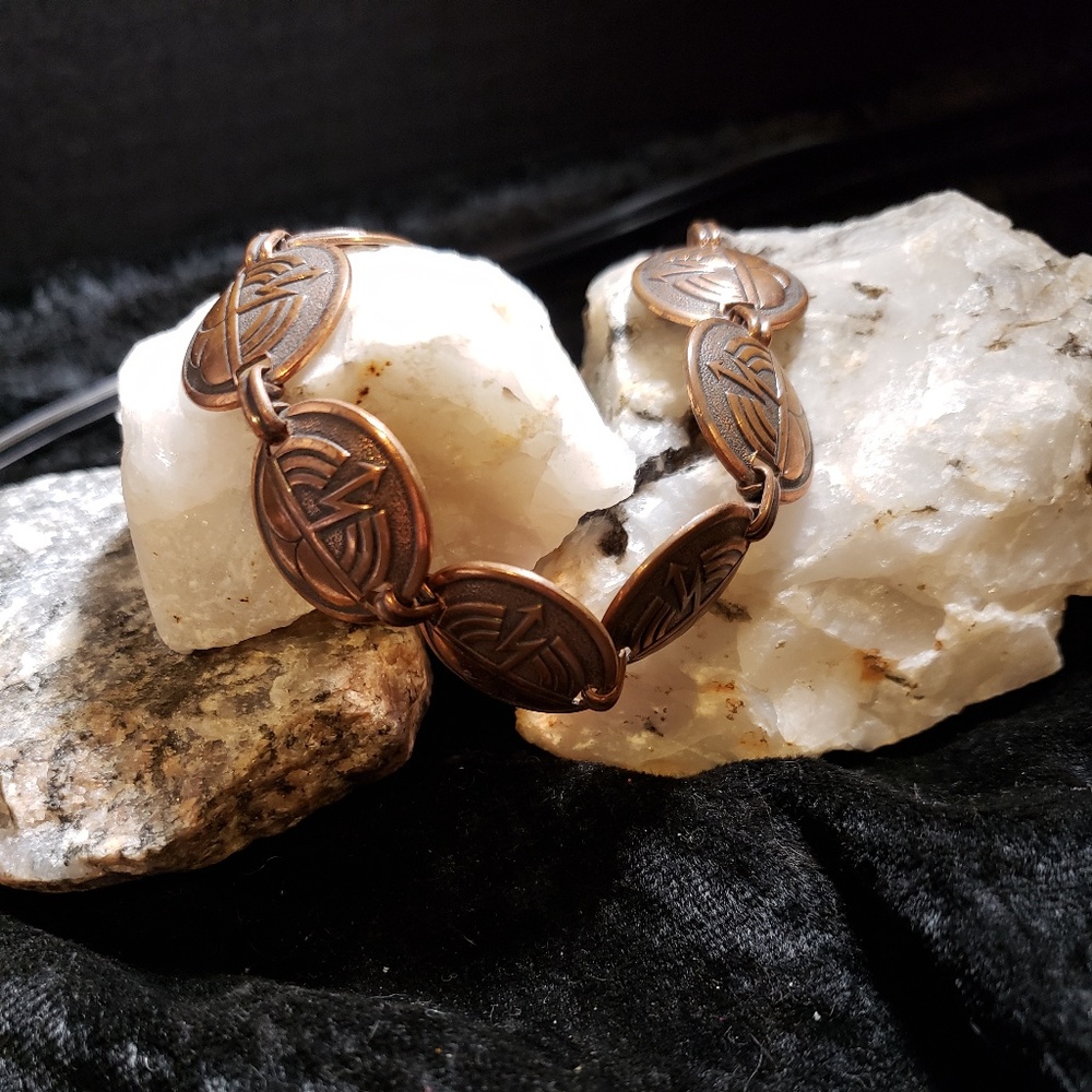 Vintage linked copper bracelet 7 inches